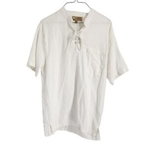 Natural Collections Cotton Short Sleeve White Top Womens Size Large L